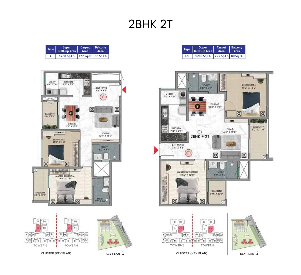 2 BHK Floor Plan - Sattva Songbird Phase 2